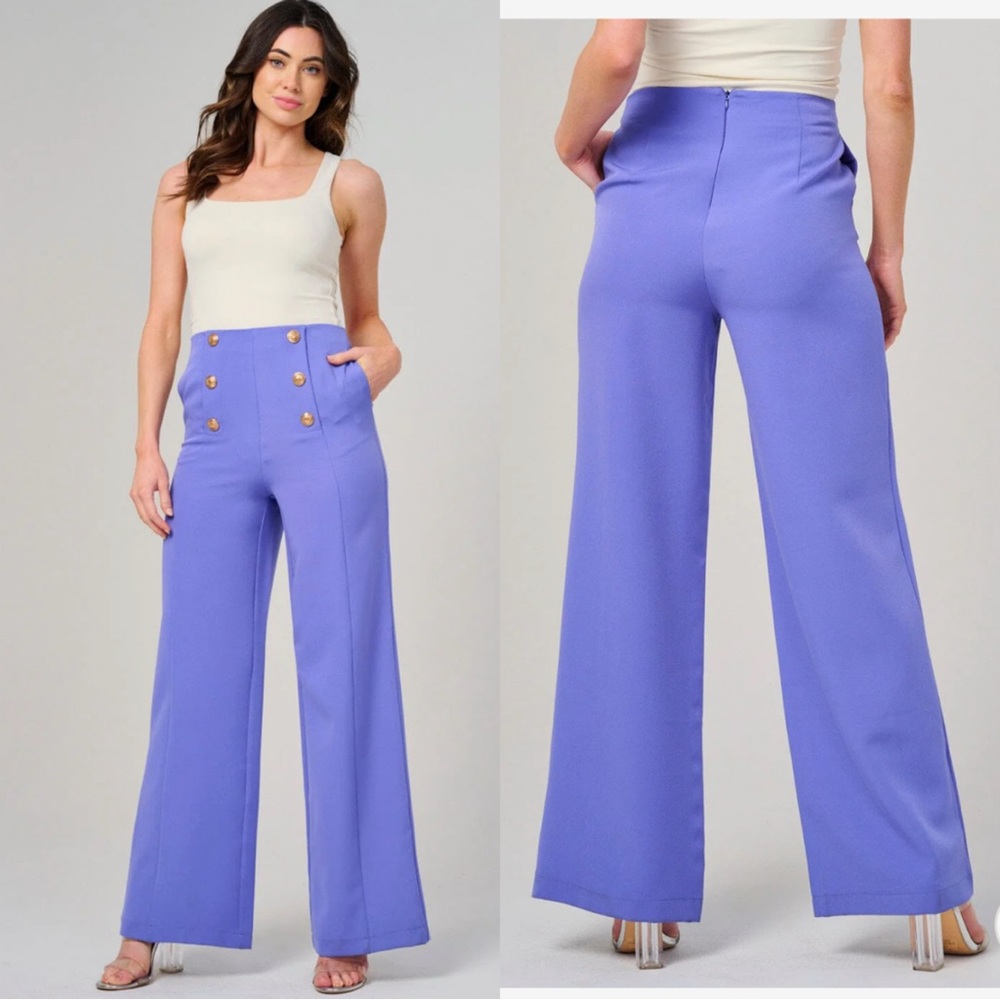 #802 Elegant High-Waisted Purple Pants